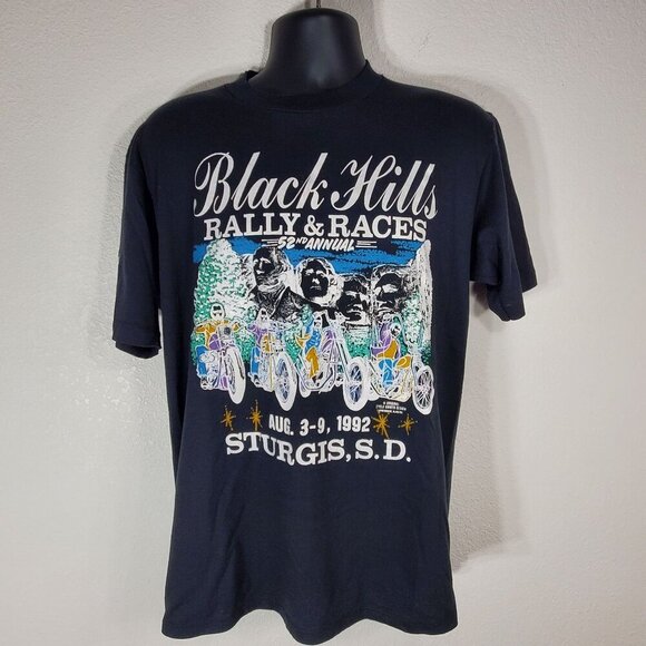 VTG 1992 Black Hills Rally & Races 52nd T-Shirt XL Sturgis Motorcycle Rally USA - Picture 8 of 9